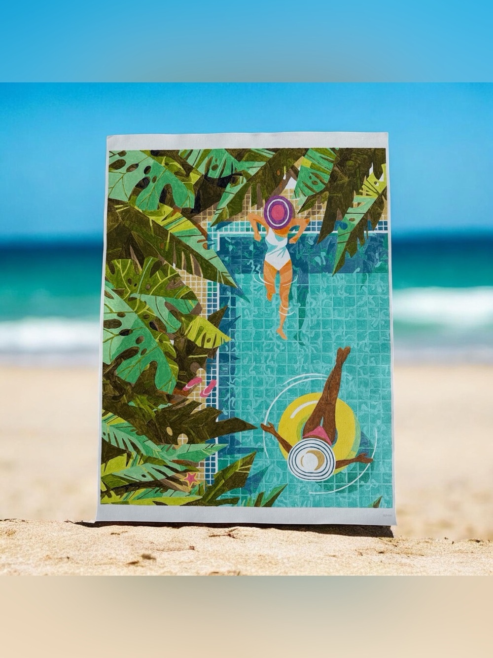 Tropical Poolside Escape – Finished Paint by Number Canvas Art